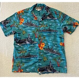 Kalaheo Mens Hawaiian Short Sleeve Shirt Large Made in USA